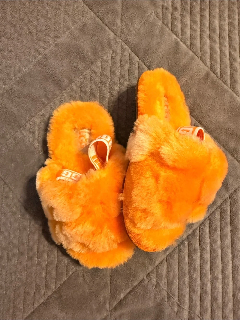 UGG Toddler Plush Orange Fuzz Slippers